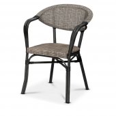 Fotel aluminiowy Monaco, kawiarniany, wys. siedziska 46 cm, tekstylia, khaki melange, XIRBI 78657